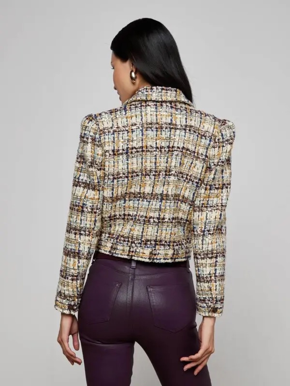 NWOT L'AGENCE Kasey Sequined Tweed Jacket, Size XS/S/M - Picture 4 of 13